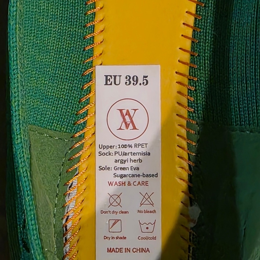 VIVAIA Margot Ballet Flats Women EU 39.5 US 8.5 Green Knit Square Toe Washable - Picture 6 of 7